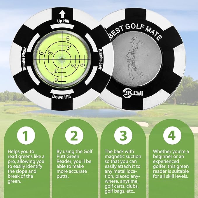 Golf Putt Green Reader, Magnetic Alloy Round Bubble Level, High Precision Reader, Golf Putting Aid, Golf Accessories for Men Gift 45MM