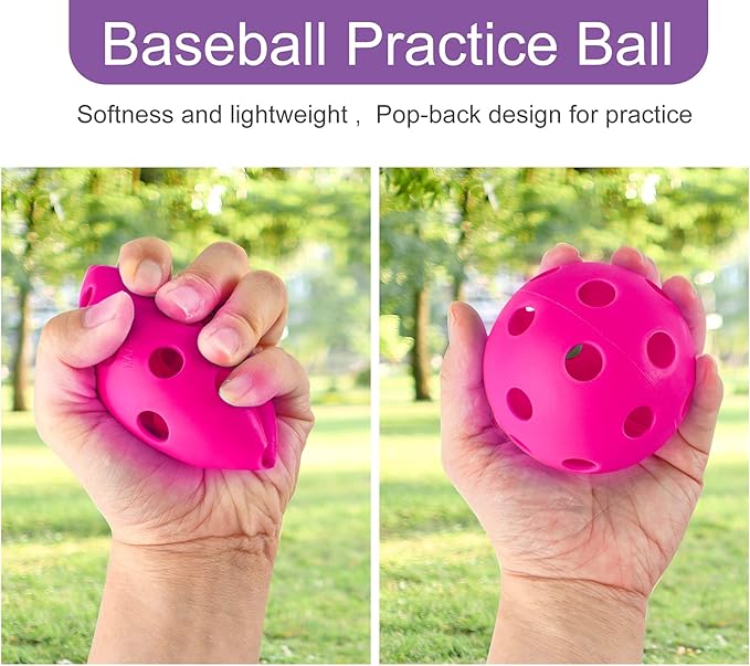 Coopay 12/50/100 Pack Baseball Practice Balls Plastic Training Balls Lightweight Hollow Softballs with a Drawstring Bag for Hitting, Baseball Training Indoor Outdoor Use