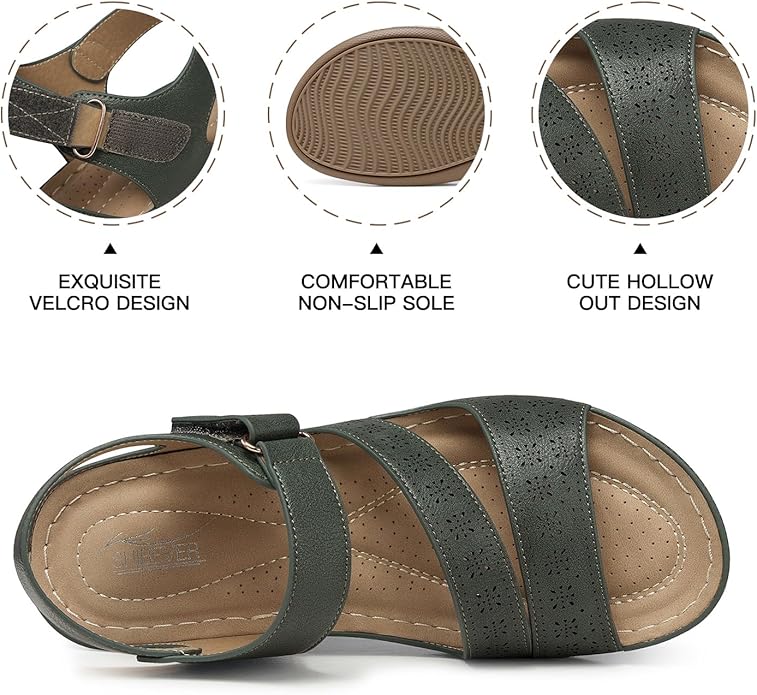 SHIBEVER Women's Wedge Sandals Platform: Comfortable Dressy Arch Support Ankle Strap - Summer Open Toe Women Sandals