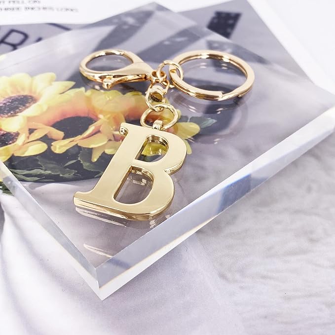 LAXPICOL Gold Letter A-Z Keychain for Women Bag Charms Purse Charms For Handbags Metal Alphabet Initial Letter Keychain