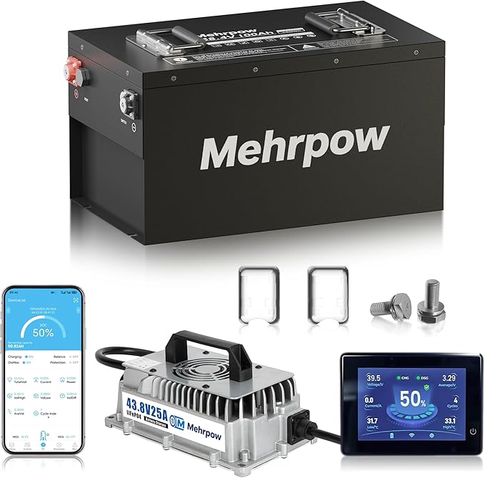 36V lithium golf cart Battery, built-in Bluetooth 200A BMS and LCD displaywith 25A Charger，IP65 water&dust,10000+ Cycles Rechargeable Lithium Golf Cart Battery, Perfect for Golf Carts