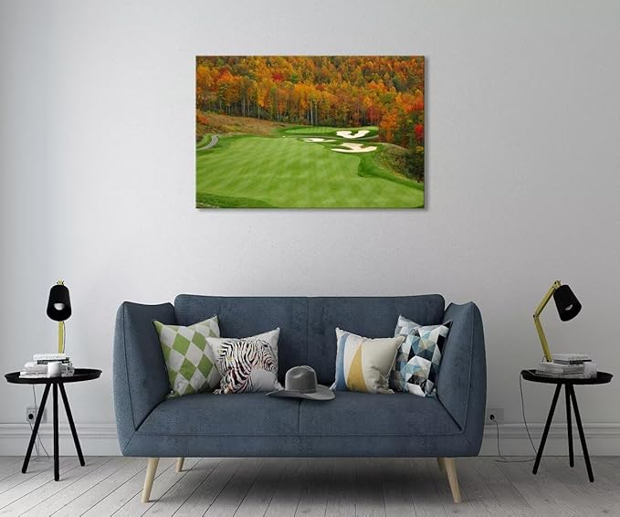Sequoyah North Carolina Mountains Golf Course Wall Art for Living Room Bedroom Bathroom Home Decorations North Carolina Golf Course Picture Poster Canvas Prints Framed Ready to Hang(12''H x 16''W)