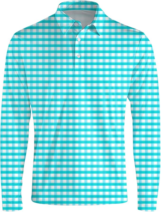 Men's Long Sleeve Golf Shirt Quick Dry 3 Button Work Fishing Outdoor Casual Collar Shirt