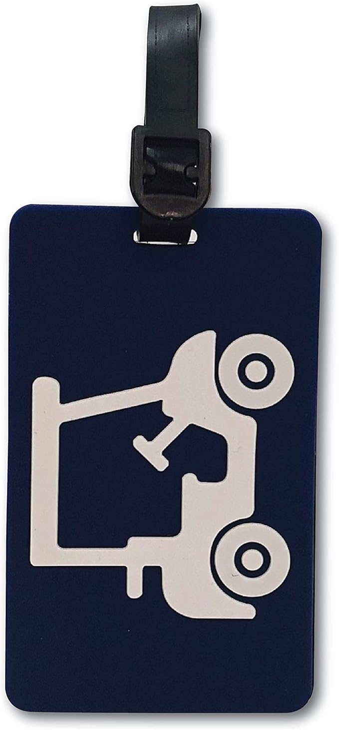 Golf Bag Tag – Golf Cart Blue Design, Flexible & Waterproof Silicone Luggage Tag, Secure Strap for Bag Identification, Great Golf Gift for Players & Enthusiasts
