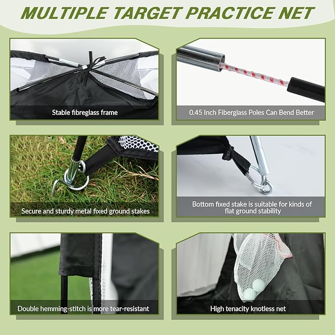10x7ft Golf Practice Net Set Indoor & Outdoor Universal, Perfect for Backyard/Garage Hitting Training, Ideal Gift for Golf Enthusiasts