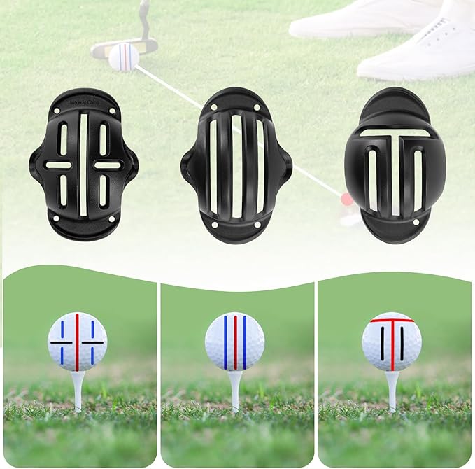 chfine Golf Ball Marker Set with 3 Golf Ball Marker Stencils and 3 Colors Golf Ball Markers, Golf Ball Line Marker Tool with Case, Golf Ball Alignment Marking Tool, Golf Accessories for Men and Women