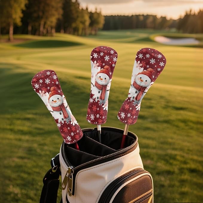 Golf Club Head Covers for Club Protective, Waterproof PU Leather Driver Fairway Wood Hybrid Head Cover