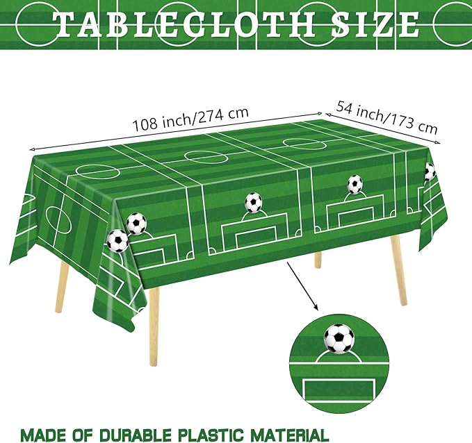 4 Pieces Soccer Tablecloths - Soccer Birthday Party Decorations Soccer Table Cloth Soccer Tablecloth Plastic Table Cover for Sports Soccer Theme Party Decorations, 54 x 108 Inch