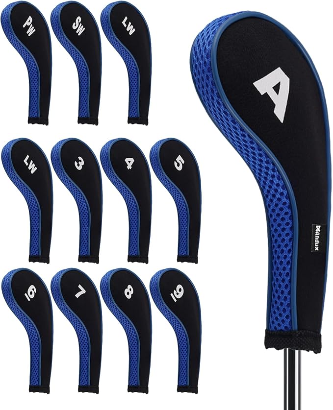 Andux Number Print Golf Iron Club Head Covers Long Neck with Zipper 12pcs/Set