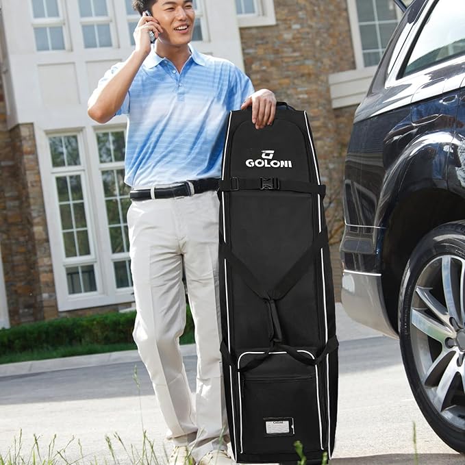 Goloni Golf Travel Bag with Wheels, Golf Travel Case for Airlines, 900D Heavy Duty Oxford Wear-Resistant Soft-Sided