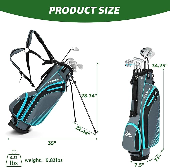 8 Pieces Complete Golf Club Set for Men Left or Right Handed – Mens Golf Clubs Full Set with Fairway Wood, Hybrid, Irons, Putter & Lightweight Bag – Beginner Friendly, Best Value, Distance & Accuracy