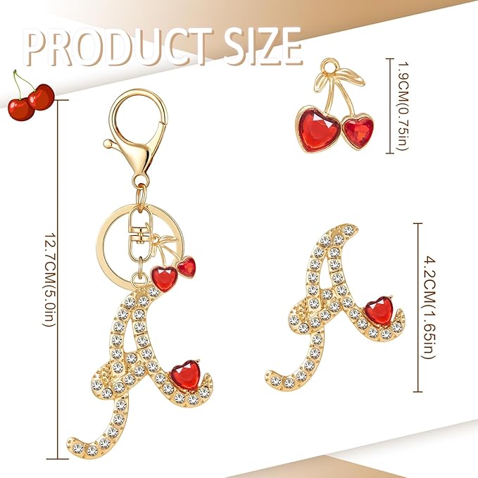 Gold Plated Alphabet Initial Letter Keyring Keychain for Women Girls Crystal Key Chains for Wallet Backpack Bag Charm