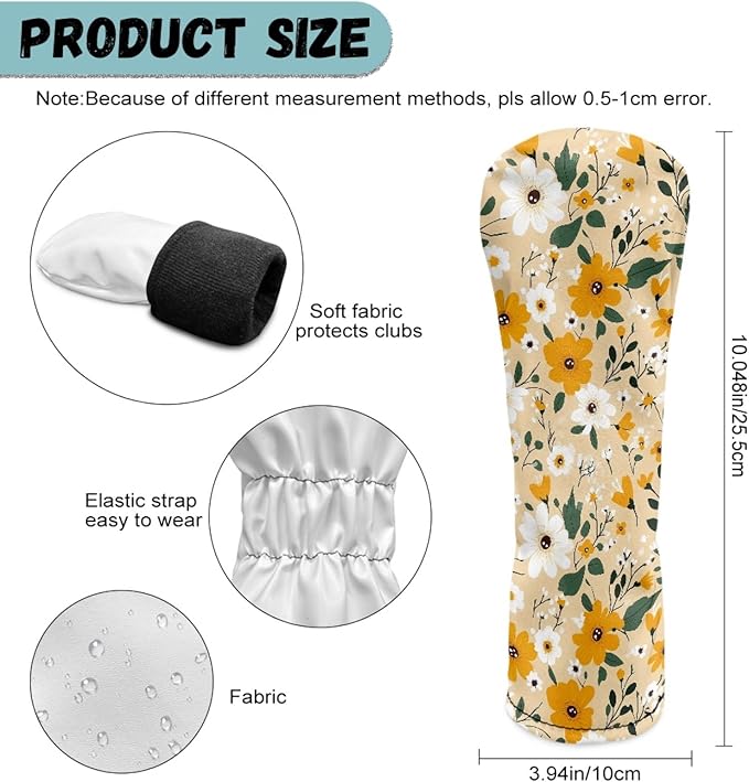 Golf Club Head Covers for Club Protective, Waterproof PU Leather Driver Fairway Wood Hybrid Head Cover