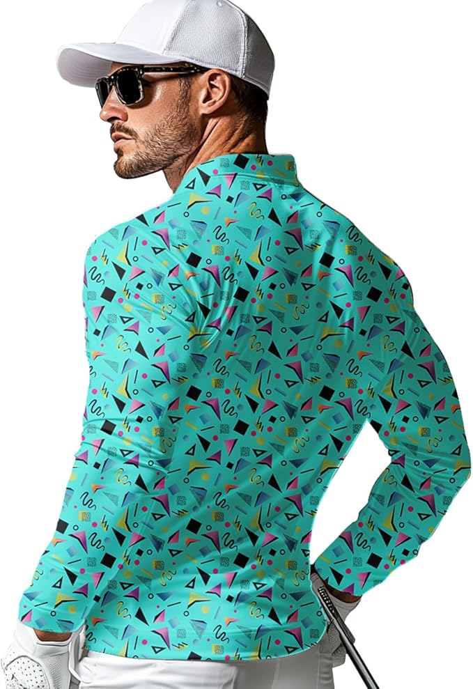 Men's Long Sleeve Golf Shirt Quick Dry 3 Button Work Fishing Outdoor Casual Collar Shirt