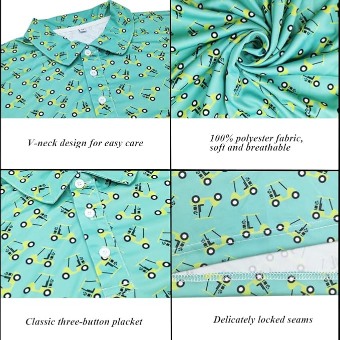Men's Long Sleeve Golf Shirt Quick Dry 3 Button Work Fishing Outdoor Casual Collar Shirt