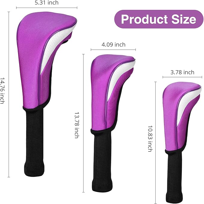Golf Head Covers, 4pcs Golf Club Covers for Driver Fairway and Hybrid, Nylon Golf Club Head Covers for Men Women with Interchangeable Tags
