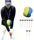 HERZ Dual-Color Golf Connection Ball |Golf Swing Trainer Fix Wrist Flip & Lower Body Sway, PU Golf Training Aid Adjustable Lanyard, Keep Lead Arm Dominant Through Impact