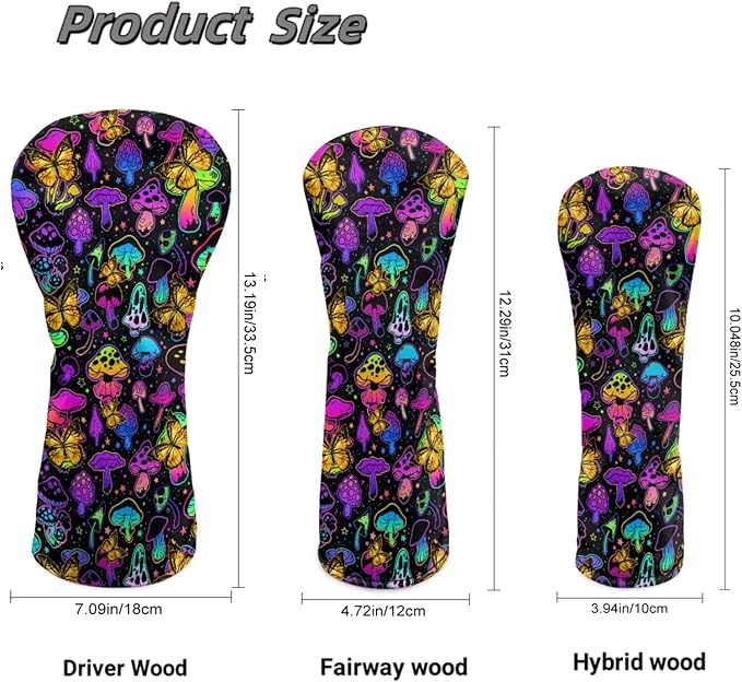 Golf Club Head Covers for Club Protective, Waterproof PU Leather Driver Fairway Wood Hybrid Head Cover