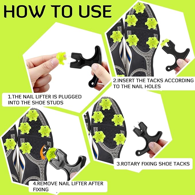 Cozypower 31 Pcs Golf Spikes Set Includes 30 Pcs Golf Cleats Replacement Black Cleats Spanner Metal Thread Screw 6 mm Dia Spike Tool for Lawn Cricket Shoe Player Lover(Green)