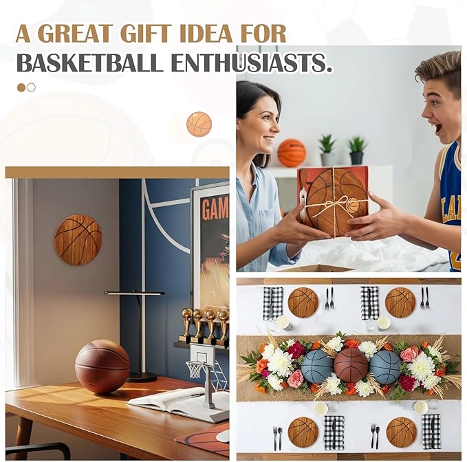 Basketball Cheese Board Gift Set Party Favor Prizes Charcuterie Wood Board with Knives and Box Father Day Gift for Dad Grandpa Party Tournament Game(7.9"x 7.9", Acacia Color)