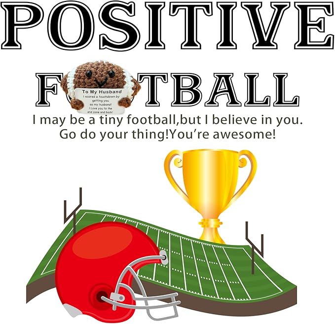 Mini Handmade Crochet Football Birthday Gift for Husband/Boyfriend/Fiance, Emotional Support Football Wedding for Husband, Romantic I Love You Gifts
