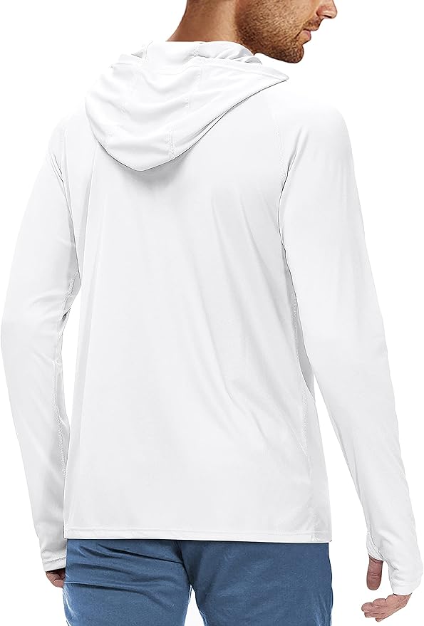Roadbox UPF 50+ Fishing Shirts for Men, Long Sleeve UV Sun Protection Hoodie, Outdoor Hiking Running Swimming Rash Guard