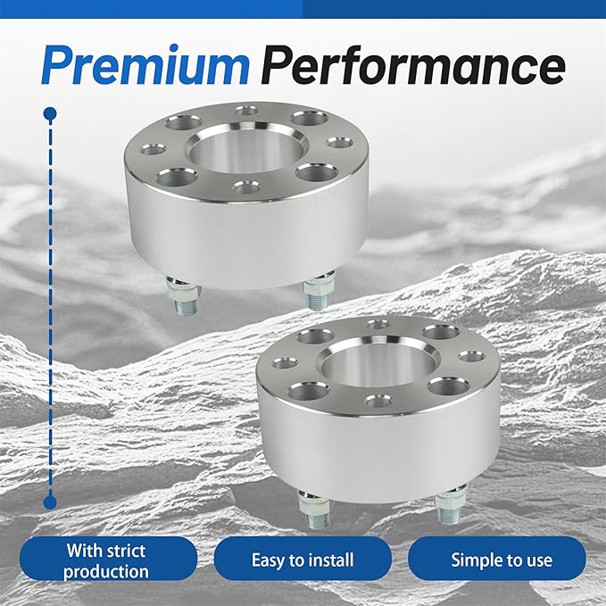 WFLNHB 2pcs Golf Cart Wheel Spacers 2 inch 4x101.6mm Hub Bore: 62mm Thread Size: 1/2x20 Silver Replacement for Golf Carts