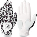 FINGER TEN Stylish Golf Gloves Women with Ball Marker 1 Pack for Left or Right Hand, Breathable Glove with Fashion Patterns for Ladies Right Left Handed Golfer