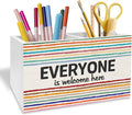 Boho Diversity Inclusion Classroom Decor Pen Pencil Holder for Desk, Everyone is Welcome Here Equality Wooden Box Sign Desk Decor for Classroom School Counselor Office Decoration