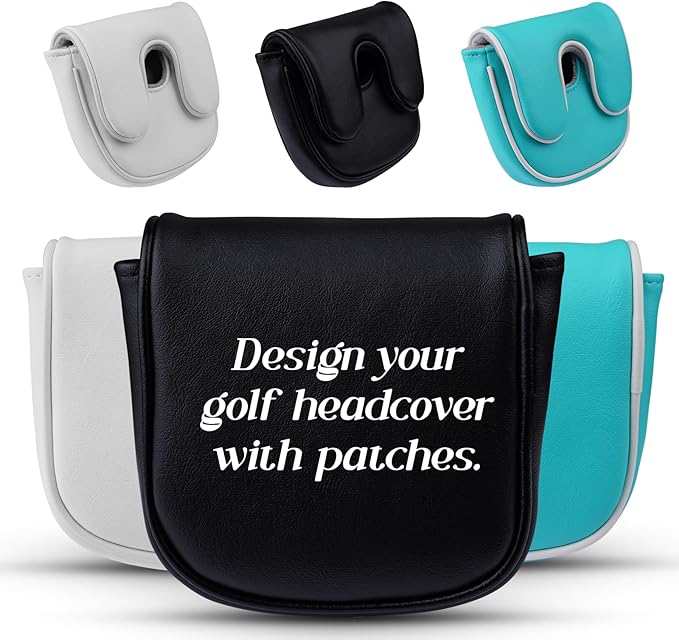 Craftsman Golf Leather Black Mallet Putter Headcover Head Cover Protector Case for LAB DF3 Center Shaft Putters Magnetic Closure