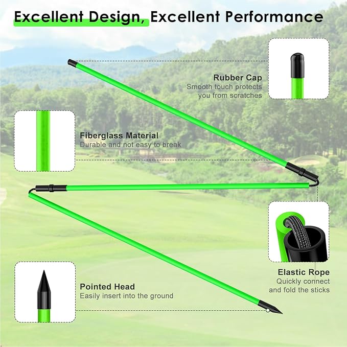 Rhino Valley Golf Alignment Sticks - 48" Collapsible Golf Practice Rods for Aiming, Putting, Full Swing Trainer, Posture Corrector with Clear Tube Case, Golf Training Equipment
