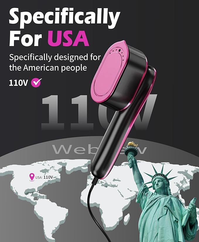 Travel Steamer for Clothes,12s Heat up,Multi-level Adjustment,2-in-1 Handheld Portable Small Garment Steamer Iron,Ceramic Rapid-Heating Panel,Travel & Home,110-120V