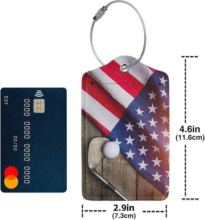 TSA Approved Luggage Tags for Suitcases Golf Flag 2 Pack Funny Leather Carnival Cruise Airport Cute Travel Name Tags Golf Bag tag Ships Essentials Privacy Cover ID Label for Women Men