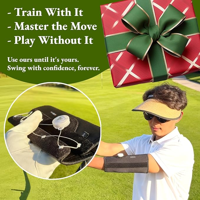 Golf Training Aids Swing Trainer & Elbow Brace - Fix Chicken Wing with Quick Lock Knob, Solo Use Corrective Aid for Men & Women, Beginner to Pro Training Tool, Golf Gift Idea