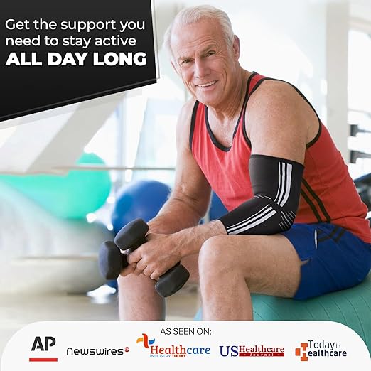 DR. BRACE® Elite Elbow Brace Support, Breathable Elbow Compression Sleeve with Gel Pad for Golfer's, Tennis Elbow & Tendonitis Treatment & Pain Relief 2024 (A Black-White, Small)