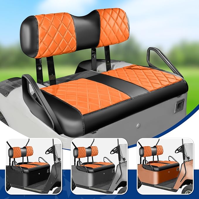 NOKINS 4PCS Golf Cart Diamond Seat Covers Kit,Front and Rear Seat Covers Fits for EZGO/Club Car/Yamaha Original Regular Seat Cushion, No Stapler
