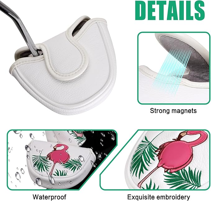 Craftsman Golf Flamingo White Golf Driver Fairway Wood Hybrid Putter Headcover Head Cover