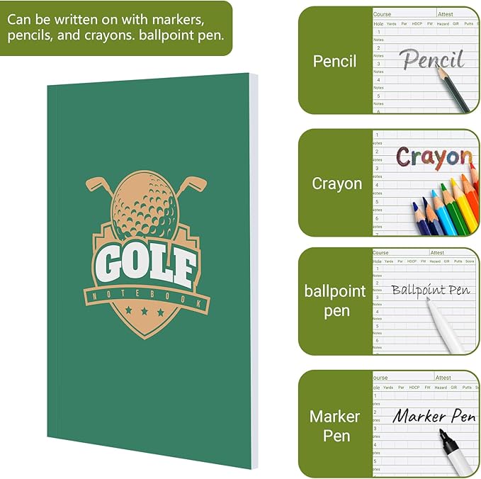 1 Pack 4X6 Inch Golf Scorecard Book, Waterproof Golf Club Yardage Book, Golf Log Notebook, Tracks 25 Rounds, Perfect for Men Golfers and Golf Club