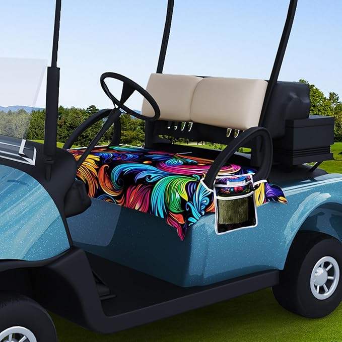AQQA Golf Cart Seat Covers, Tropical Palm Leaf-Boho-Marble Microfiber Golf Cart Seat Blanket, Golf Blanket, Golf Accessories, Golf Cart Seat Towel Fits All 2-Seat Golf Carts, 55"x 32"