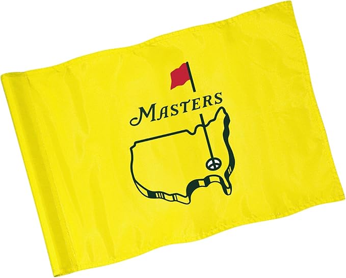 Golf Flag with Tube, Double-Side Printed Augusta National Flag, 420D Nylon Golf Pin Flags, Putting Green Flags for Golf Course Driving Range Collection, 14" H x 20" L, Yellow