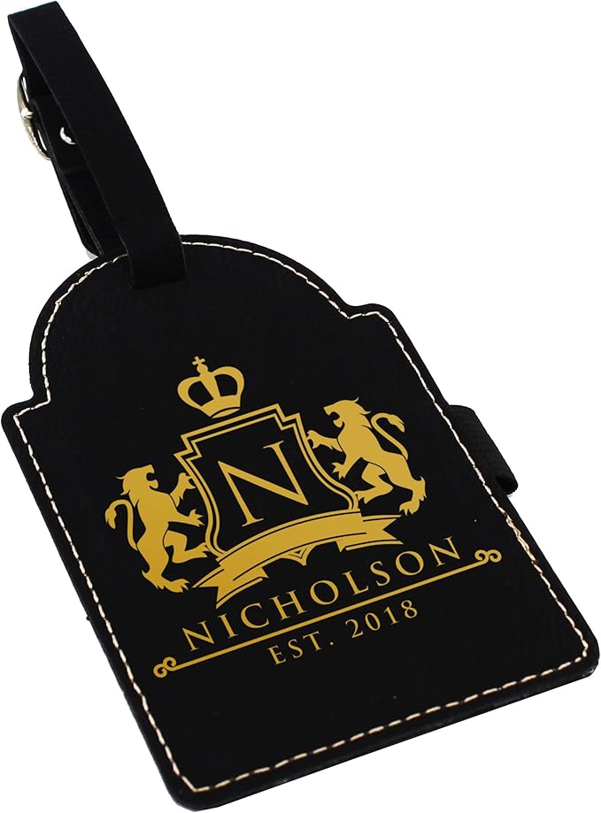 Custom Engraved Golf Luggage and Bag Tag - Personalized Golfing Accessories Gift for Golfer, Mom, Dad, Him, Her (Black with Gold)