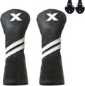 Golf Club Covers,4pcs or 1pc Golf Headcovers for Woods and Driver Fairway Hybrids Women Men - Premium PU Leather with Interchangeable Tags & Magnetic Blade and Mallet Putter Covers
