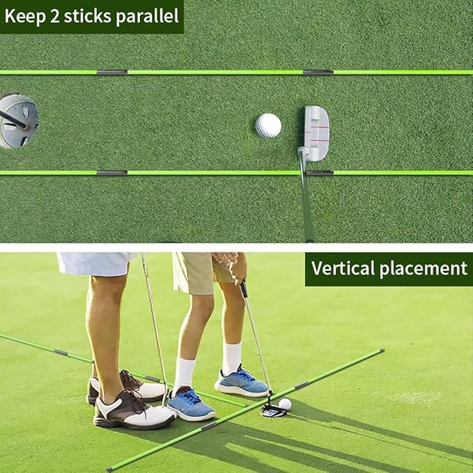 CAITON Golf Alignment Sticks 2 Sets - 48inch Alignment Practice Rods, Foldable for Easy Portability, Golf Training Aids to Improve Golf Swing, Putting Posture, with Storage Tube