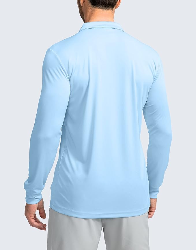 Men's Polo Shirt Long Sleeve Golf Shirts Lightweight UPF 50+ Sun Protection Cool Shirts for Men Work Fishing Outdoor