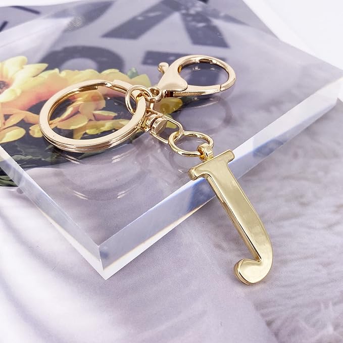 LAXPICOL Gold Letter A-Z Keychain for Women Bag Charms Purse Charms For Handbags Metal Alphabet Initial Letter Keychain