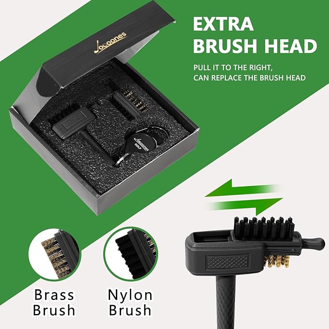 Mini Golf Brush with Nylon/Brass Bristles and Retractable Keychain - Pocket Brush Leave No Trace Clean Dual-Sided Brushes Easy to Carry(Black)