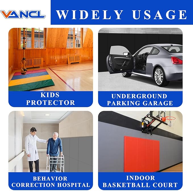 Gym Padding Wall Pads for Gym Wall Mats Basketball Wall Padding 2" Thick Foam Gym Wall Pad for Kids Wall Pad Protection, Waterproof Durable Wall Pads for Safety Colorful Wall Pad