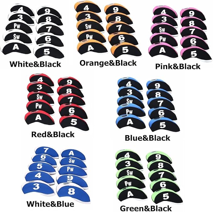 Sword &Shield sports 10pcs/Set Golf Iron Club Head Covers with Numbers Neoprene Top Window Iron Covers