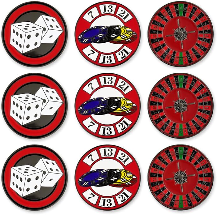 PinMart’s Mix Bundle Pack of 9 Golf Ball Markers - Golf Accessories for Men and Women – United States Eagle and American Flag Magnetic Ball Markers Set of 9