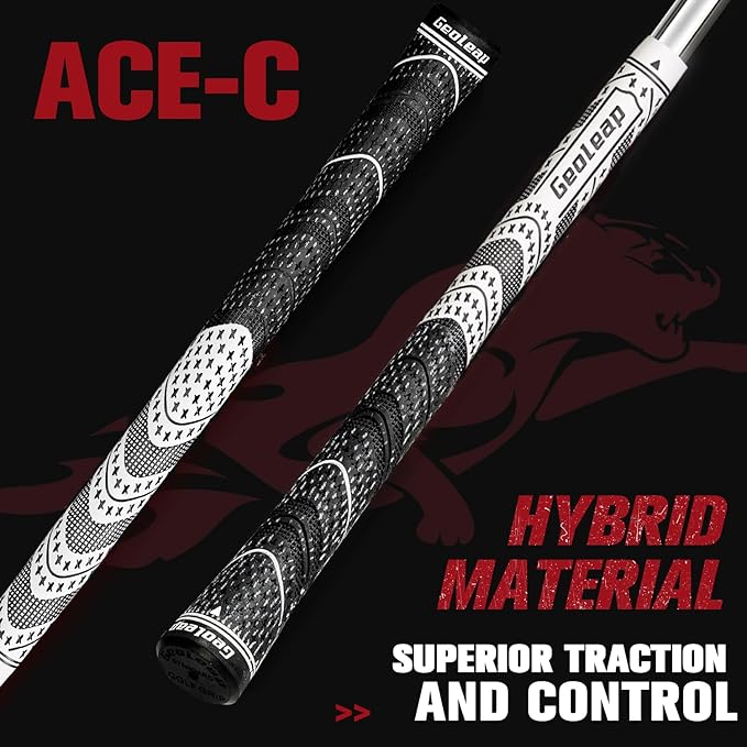 Geoleap Golf Grips Set of 13- Cord Rubber Compound Material, Hybrid Golf Club Grips, All Weather Performance.